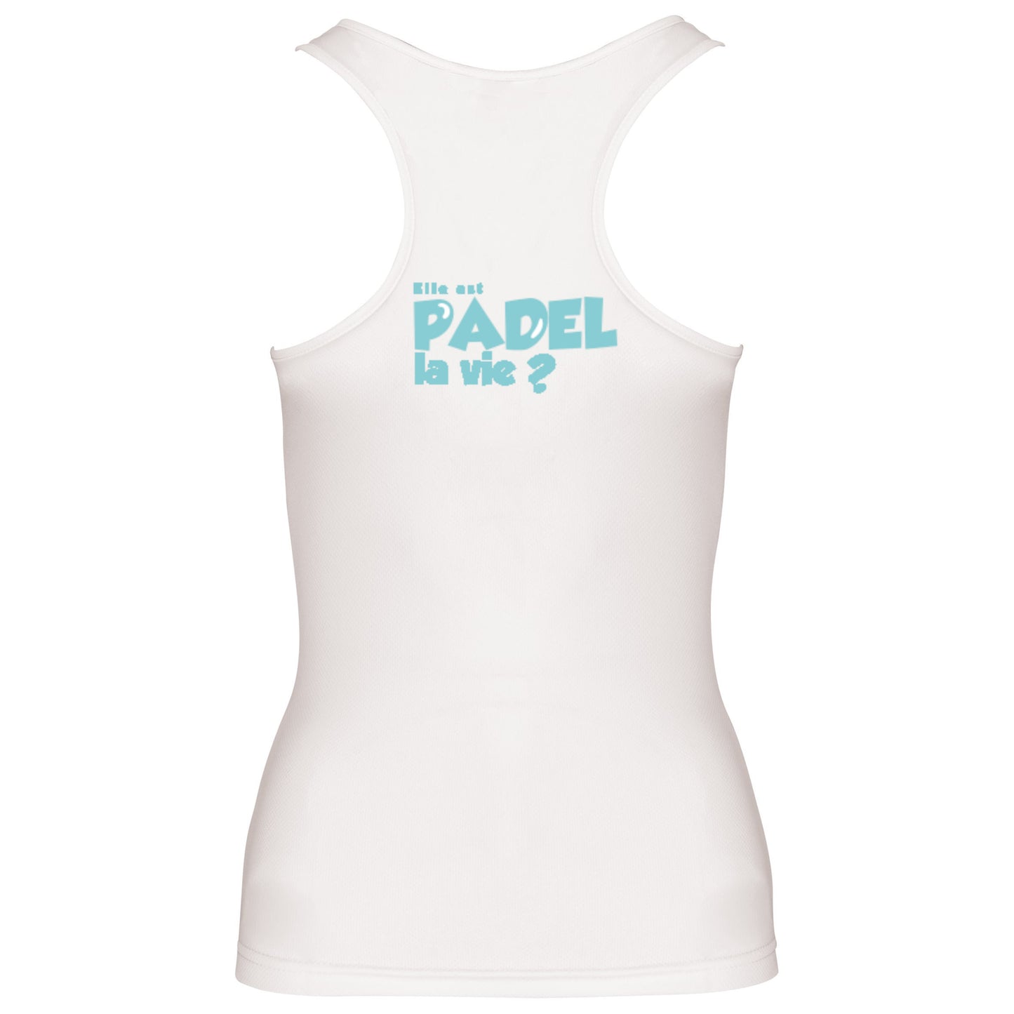 Débardeur Technique Blanc – Phrase Cœur – Pack Turquoise
