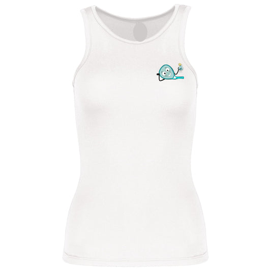 Débardeur Technique Blanc – Phrase Cœur – Pack Turquoise