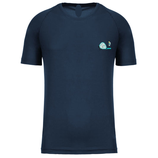 T-shirt Technique Marine – Logo Cœur – Pack Turquoise